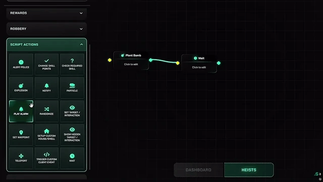 Robbery Creator interface