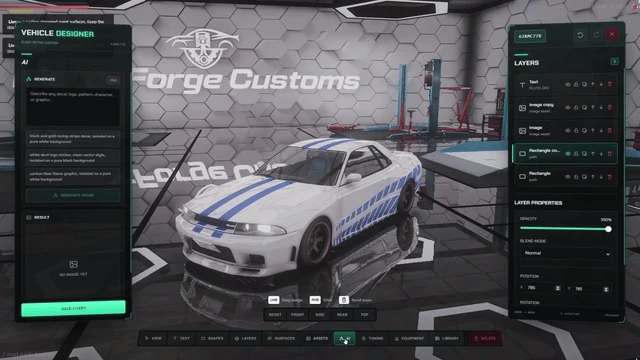 AI vehicle design and livery generator