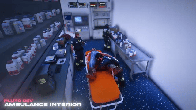 Interior ambulance treatment ward