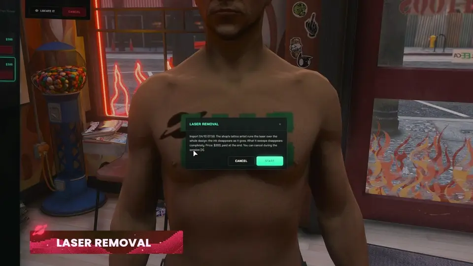 NPC performing laser tattoo removal